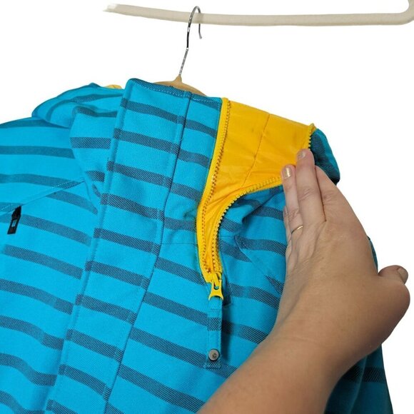 Nomis Women's Striped Hooded snowboarding Jacket Small Yellow & Blue Polyester - Picture 10 of 16